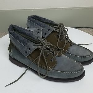 Vane Sebago Grey Leather Lace Up Booties 10